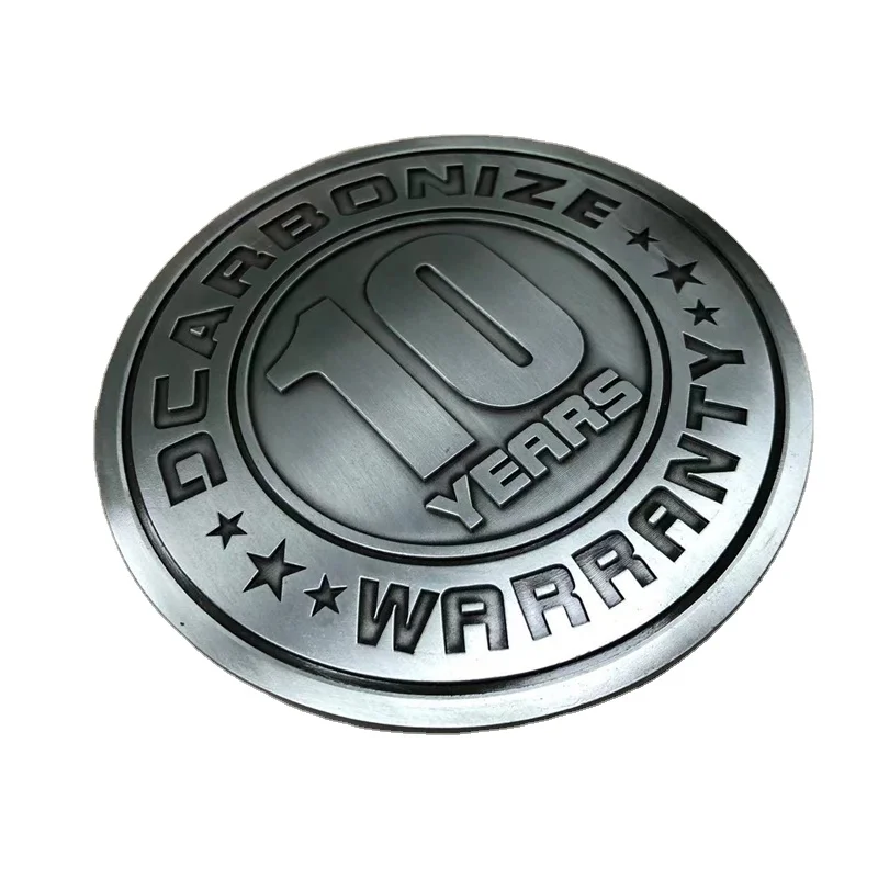 Custom Antique Silver Tag Zinc Alloy Metal Electroplated Number Logo Round Metallic Label