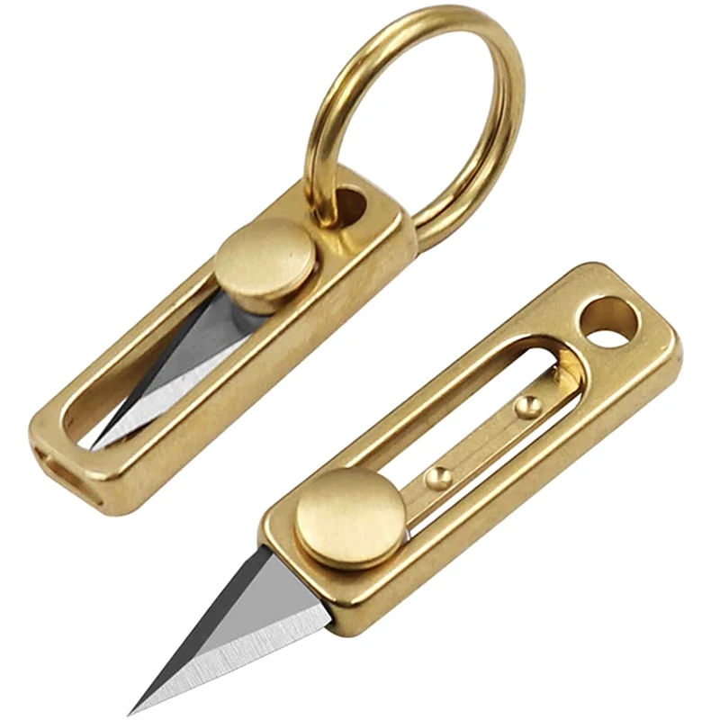Lightweight Pocket Multifunction Foldable 31mm Brass Mini Knife with Keychain