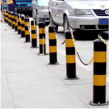 55cm yellow signs steel pipe traffic road fixed safety bollard