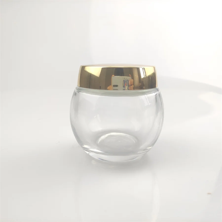 Custom 1.7 2 4 5 8 11 oz body scrub ball shape cosmetic container skincare empty face cream glass jars with round lids