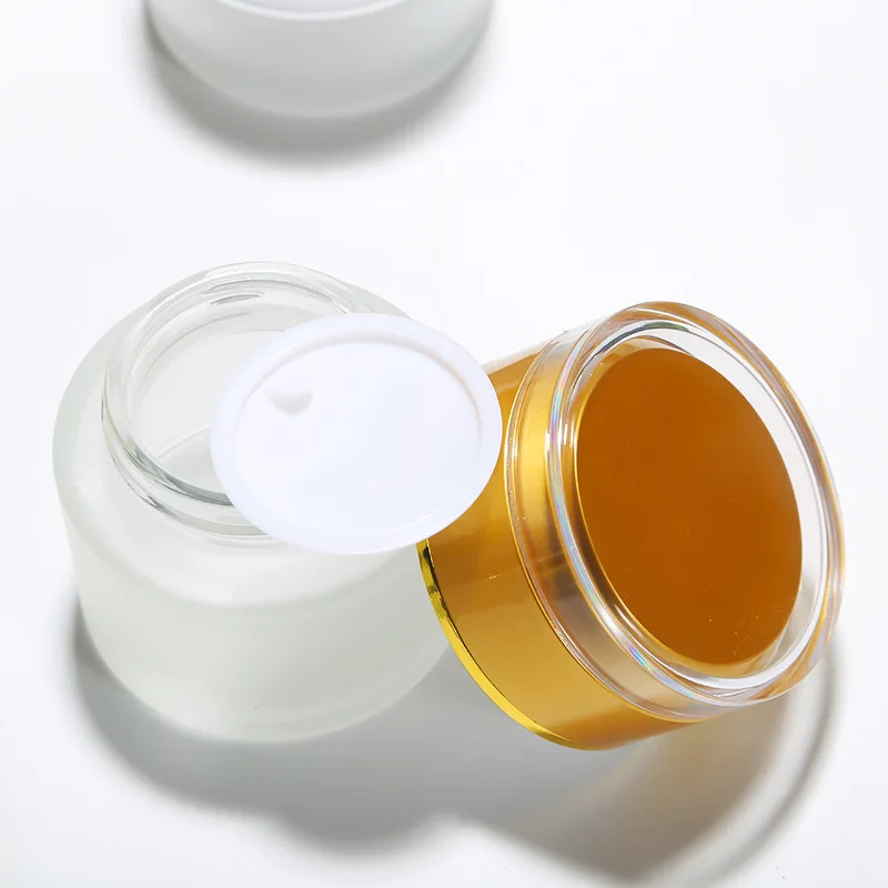 Custom 30g 50g frosted glass cosmetic jars facial cream packaging jar Use Skin Care Cream
