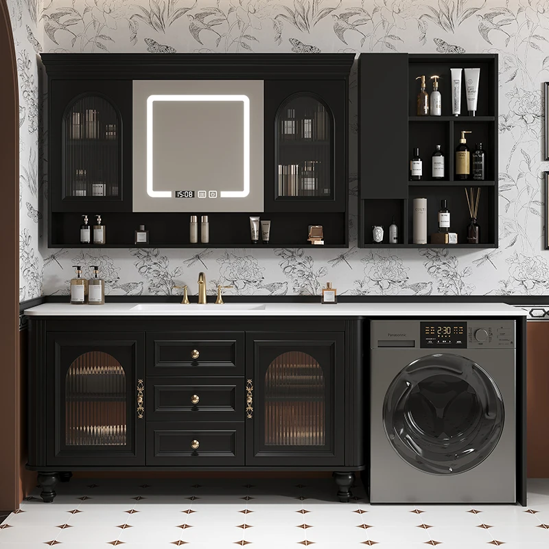 Modern Retro French Balcony Rock Plate Customizable Lacquer One Bathroom Cabinet Combination Toilet Wash Table Washbasin Washing