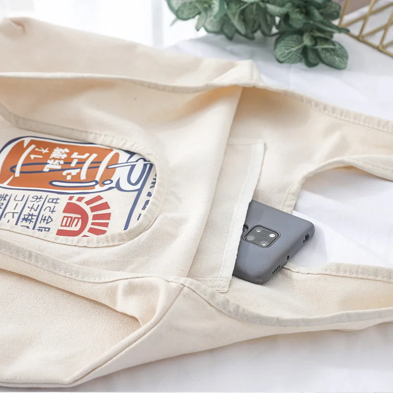 Промоакция, высокое качество, модная хлопчатобумажная Холщовая Сумка для покупок, прочная сумка через плечо с логотипом