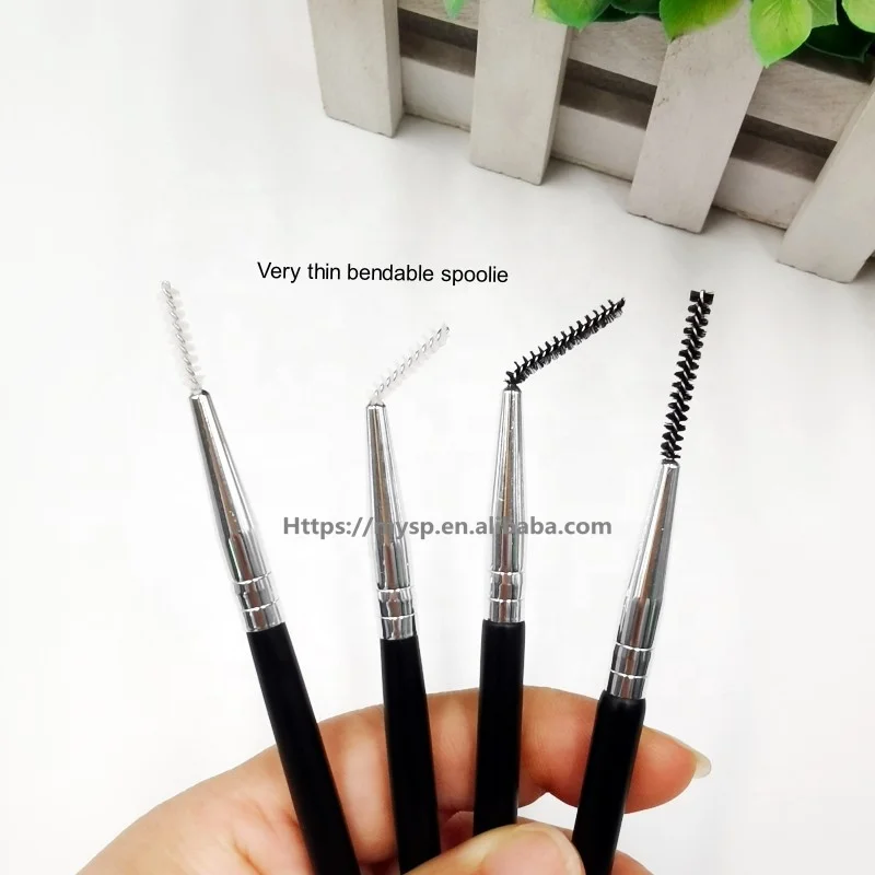 Professional Double End Ultra Thin Angled Flat Eye Brow Brush and Spoolie Brush Super Thin Hair Spoolie Duo Eyebrow Brush