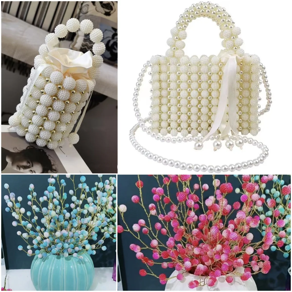 White Acrylic Beads 10mm 12mm 14mm 16mm 18mm 20mm ABS Berry Plastic Pearl Beads With Hole For DIY Bracelet Necklace