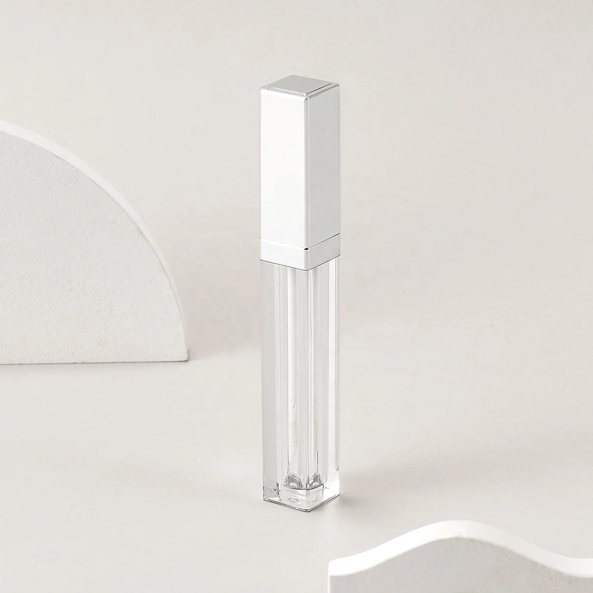5ml Square Lip Gloss Tubes Liquid Lipstick Silver Lip Glaze Tube Refillable Cosmetic Packing Container