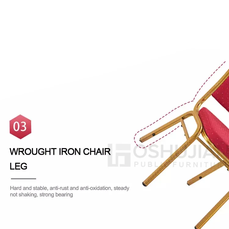 Manufacturer direct banquet hotel furniture price steel Metal aluminum hotel red fabric gold wedding hall  Party banquet chairs