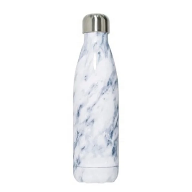 New Products 500ml Outer White Opal Marble Double Wall Water Bottle Stainless Steel