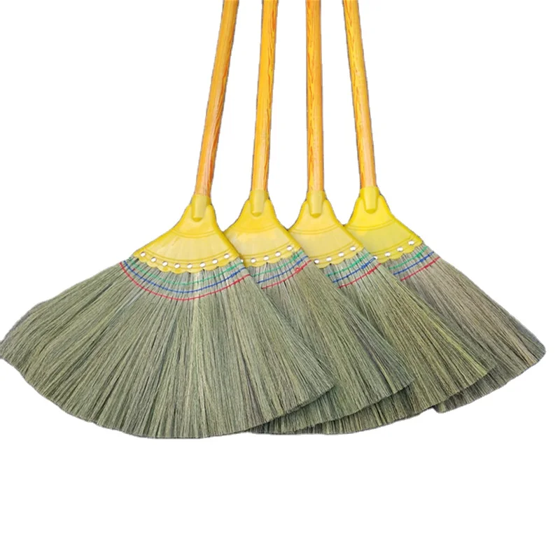 Wholesale Broom High Quality Grass Broom Wooden Broom Handle Less Than 1 Dollar Cleaning Household Items