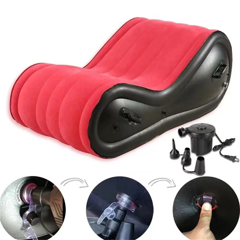 Multifunction Inflatable Bed Sofa For Travel Beach Chaise Fold Bedroom Sex Furniture ArmChair Velvet PVC Leather Bed Frames