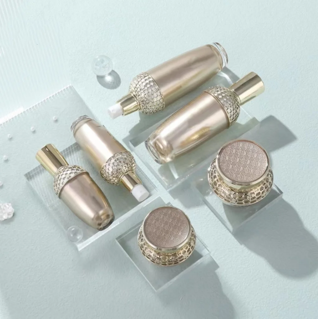 Custom logo luxurious High-grade luxury cosmetic bottles court retro acrylic cosmetic bottle and jar cosmetic container package