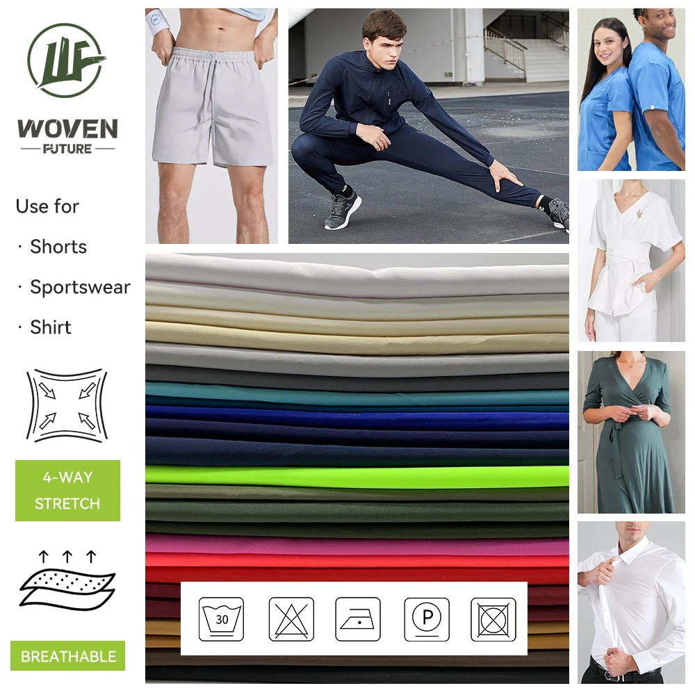 Shaoxing WovenFuture 120gsm 100d Tela Para Ropa Deportiva 4 Way Stretch Ns Licra Material Sports Set Microfiber Spandex Fabric