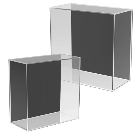 Wall mounted clear acrylic display box with lid, clear acrylic book display case