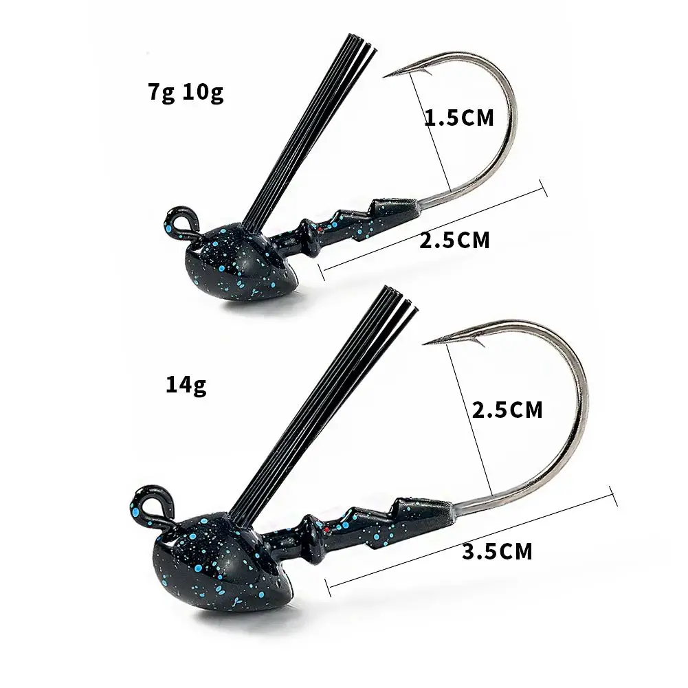 7g 10g 14g Sea Bass Lead Hook Silicone Skirt Anti-hanging Bottom Flipping Freshwater Jig Lead Hook Buzz Bait Fishing Lure