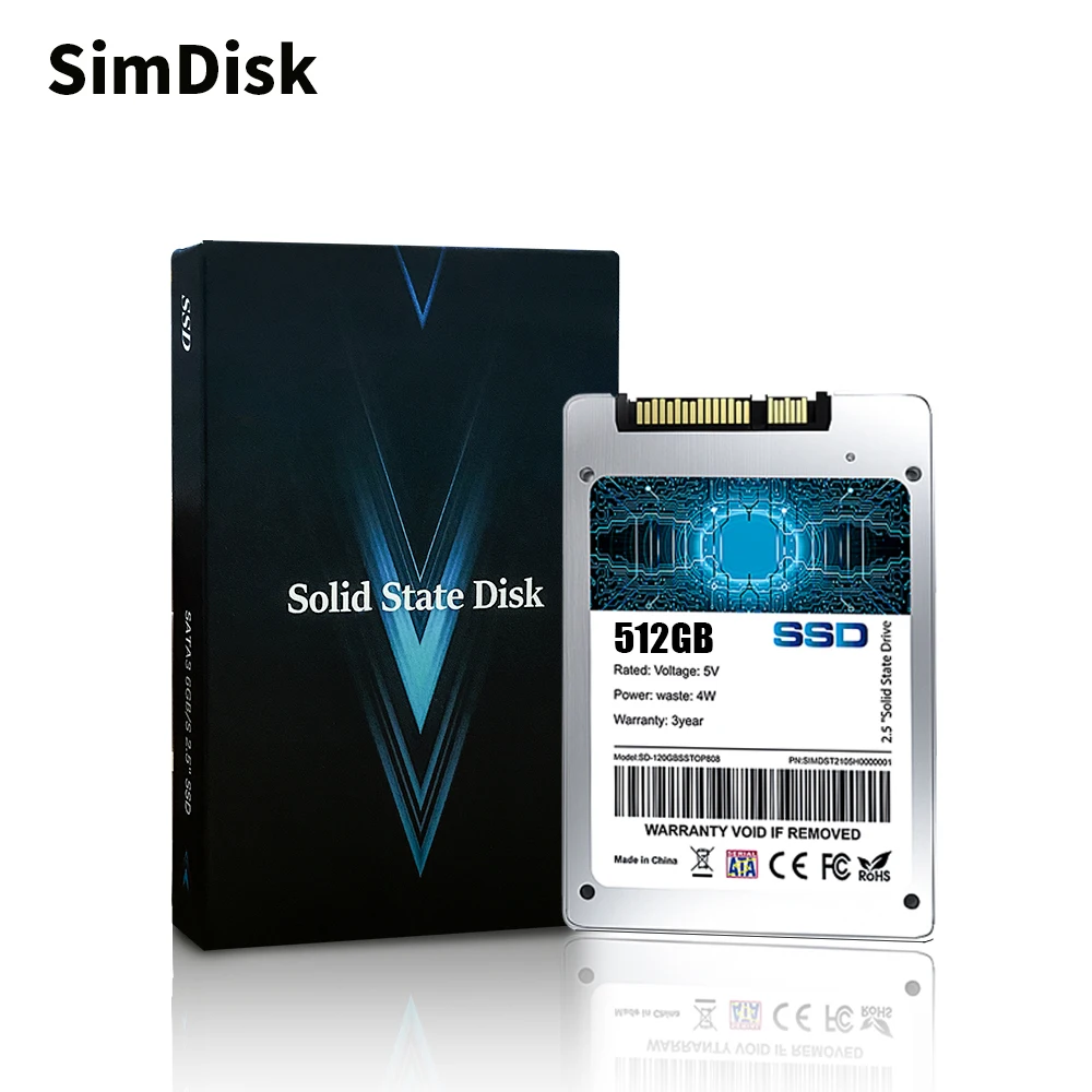 SimDisk Aluminum Alloy Shell 2.5 inch Sata III SSD 64GB 120GB 480GB 1TB Hard Drive Disk High Lnternal Speed SSD 512GB