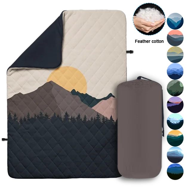 Custom Recycled Polyester Outdoor Down Wearable Camping Blanket Puffy Blanket