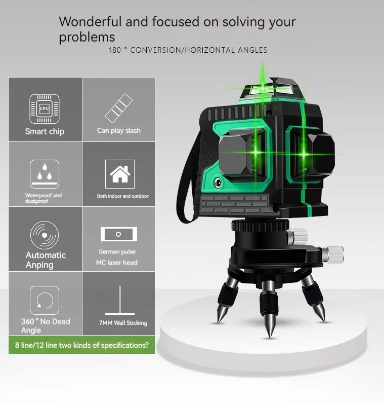 12 line level green infrared cast line outdoor strong light 8 line blue light 3D stick wall high precision automatic