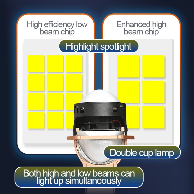 Xenplus K8 65W 6000K Car Projector 3.0 Inch Bi Led Laser Headlight Universal H7 9005 H4 Car Light Modified Led Headlight