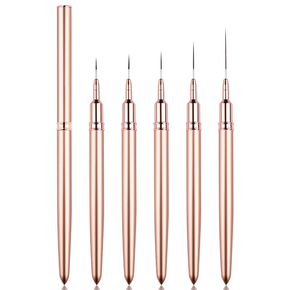 Новое поступление тонкие кисти для дизайна ногтей с золотистой металлической ручкой салонов нанесения фирменной марки различными размерами 7/9/11/15/25