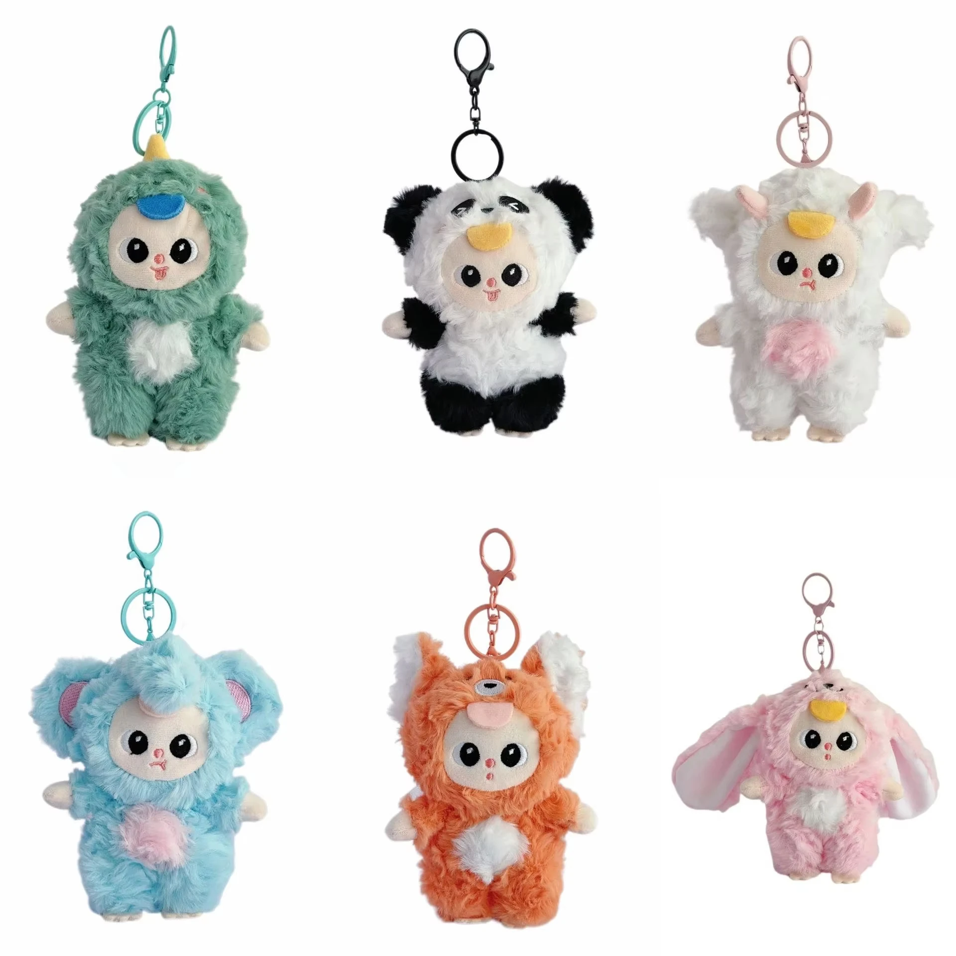 2024 Trending Cute Baby Three Stuffed Plush Toy Plush Keychains Fluffy Baby Three Animals Lucky Cat Mini Plush Toys Pendant