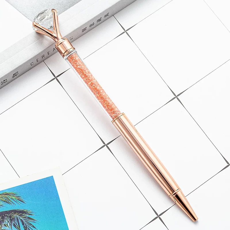 Personalized Promotional Big Diamond Crystal Metal Ballpoint Pen for Retail Gift