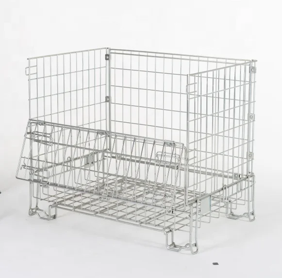 Фабричные промышленные сверхпрочные штабелируемые ящики для хранения из проволочной сетки с крышкой