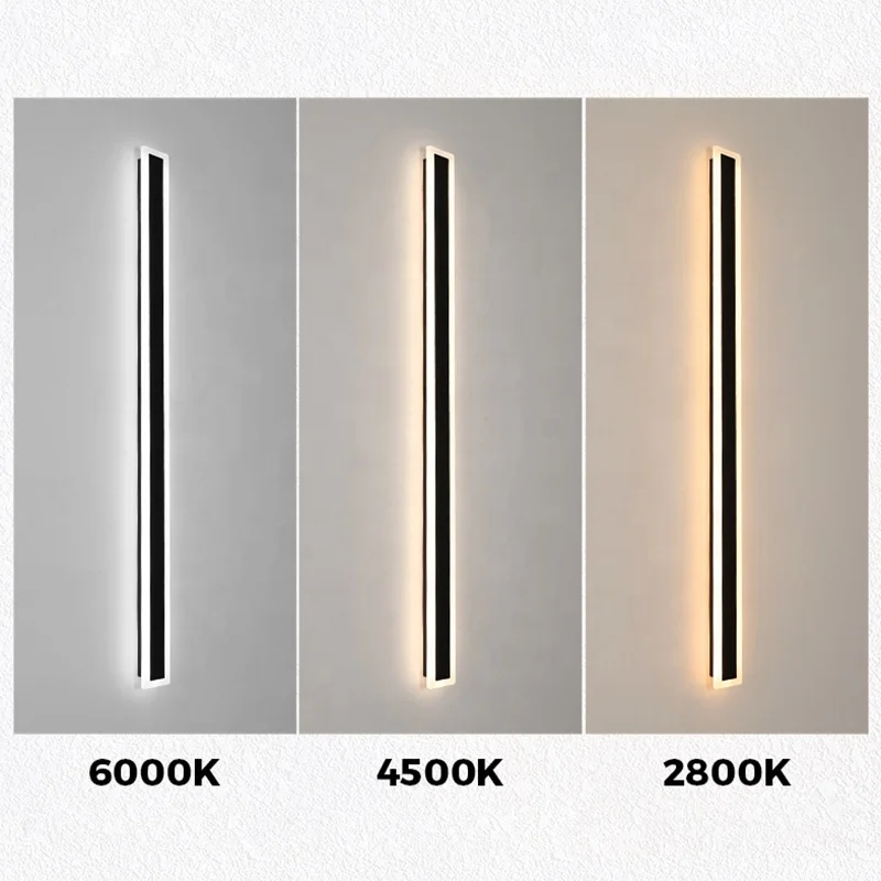 Outdoor Exterior Led Aisle Wall Lamp Black Long Strip LED Linear Wall Lamp Porch Sconce Light Villa LED Wall Lights for Outdoor