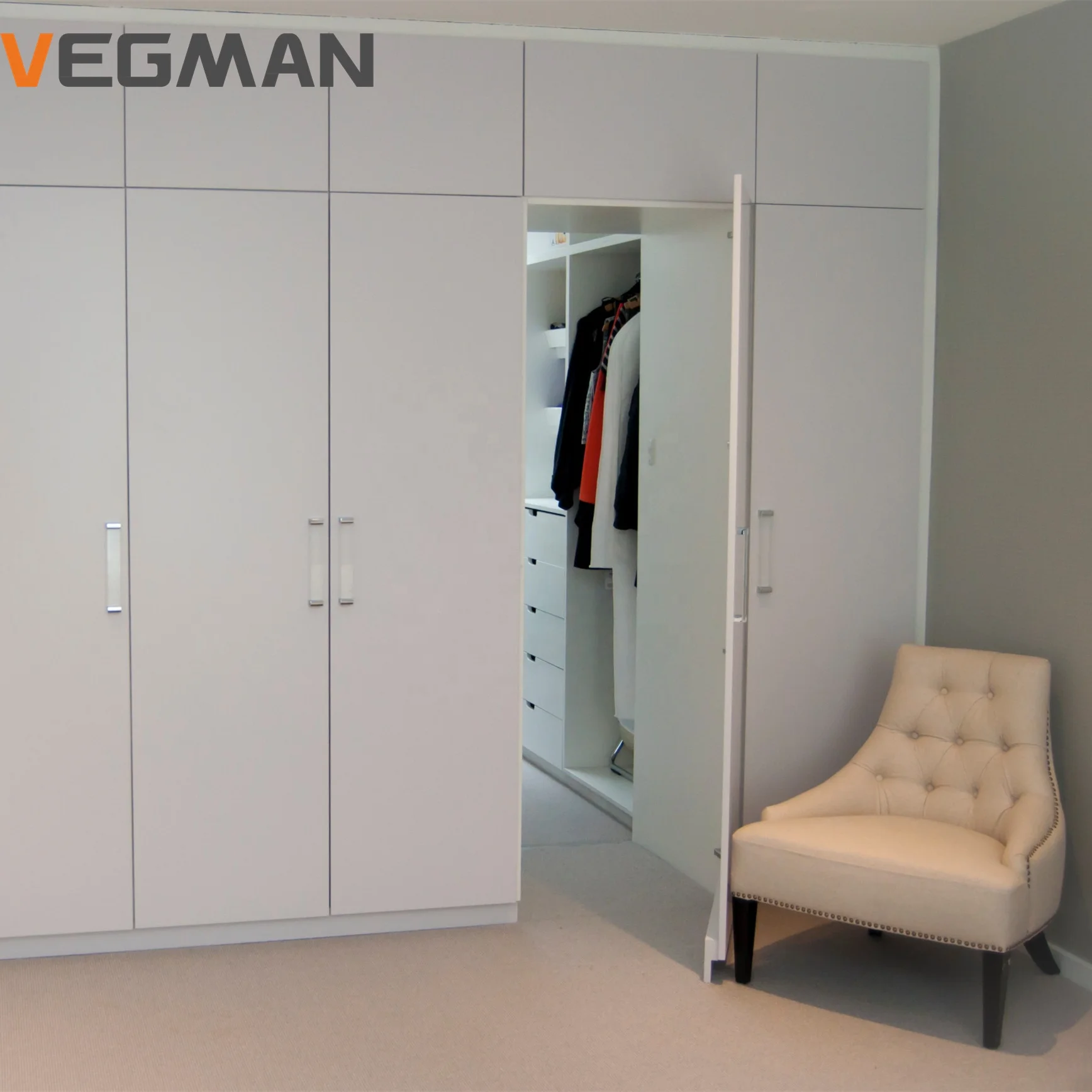 Popular Modern Design Melamine White French Wooden Wardrobe Closets