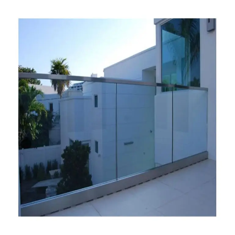 Balcony Stairwell Powder coated Base  U Channel Glass  For Frameless Railing  System