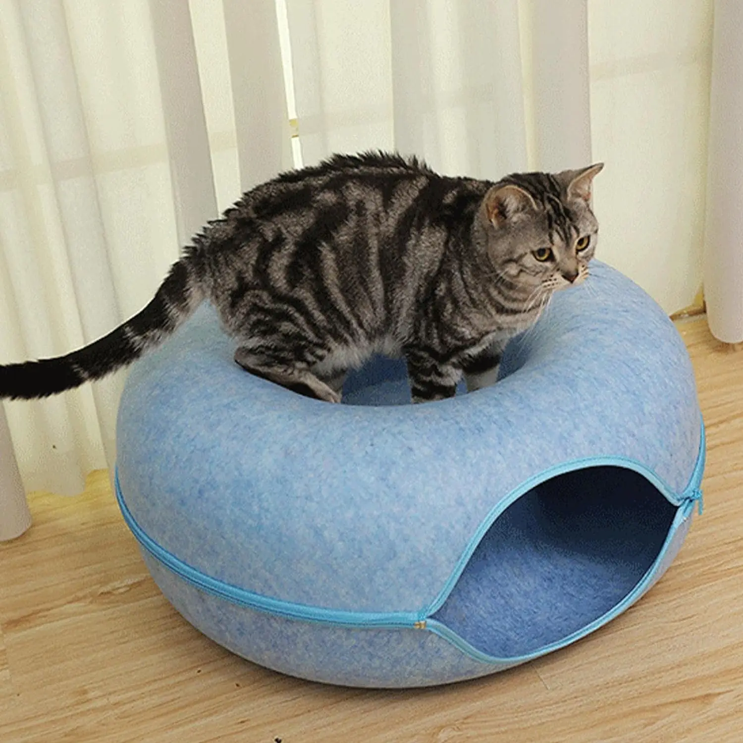 Wholesale Pet Product Custom Pet Bed Cushion Portable Cat Cave Folded Felt Cat Tunnel Indoor Cat Bed Multifunction