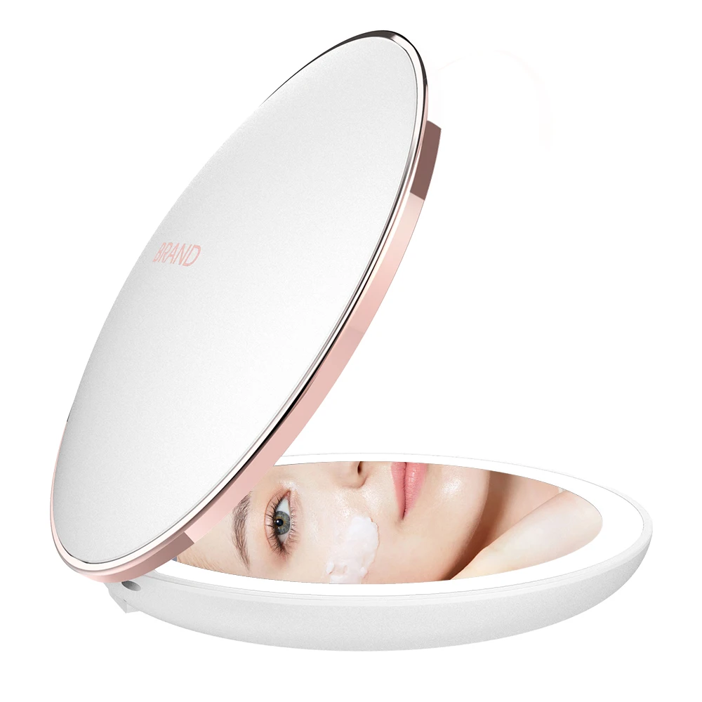 Индивидуальное круглое светодиодное портативное зеркало M11, складное компактное зеркало для макияжа рук