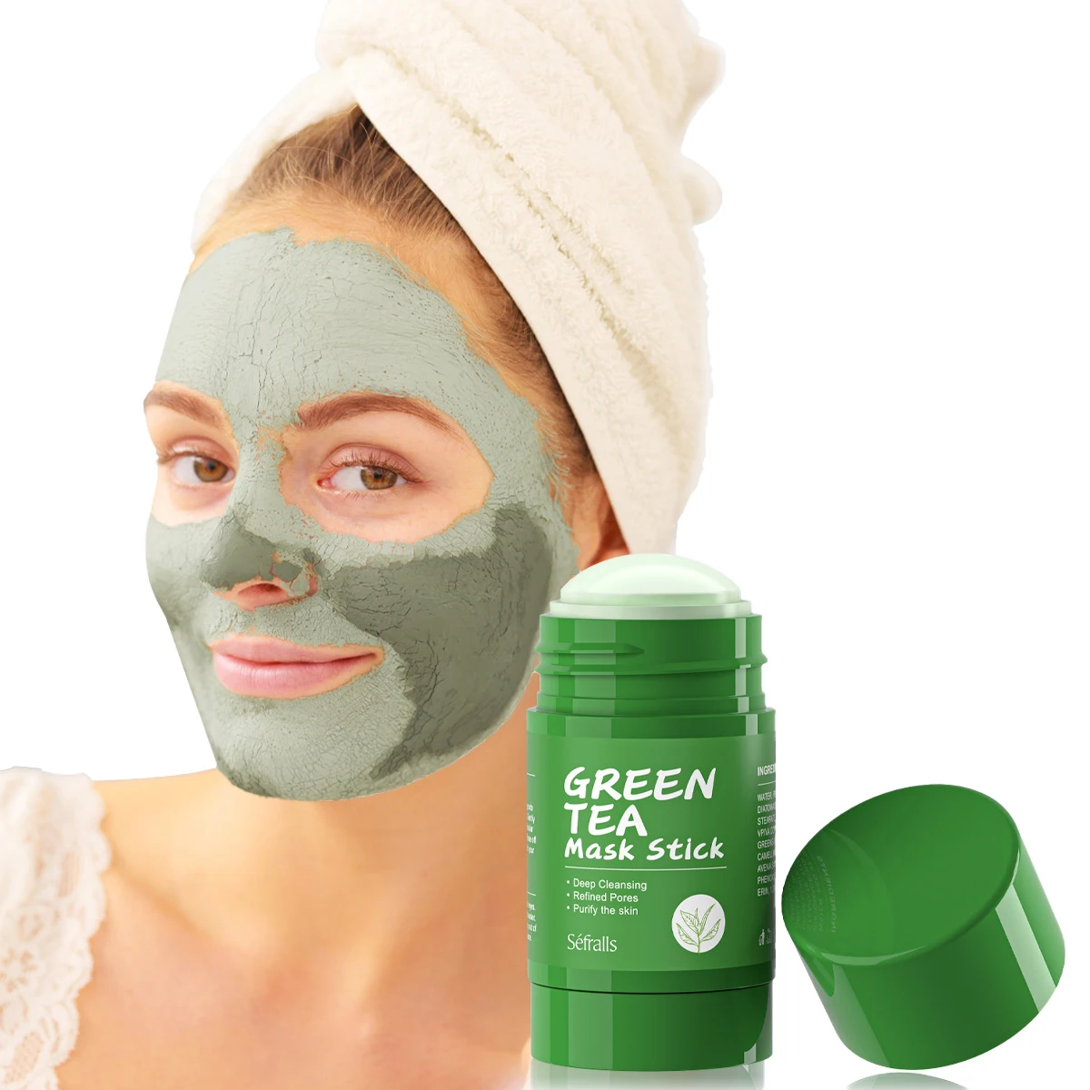 Custom Private Label Green Tea Mud Mask Stick Pore less Deep Cleanse Blackhead Remover Deep Pore Oil Control Green Clay Mask