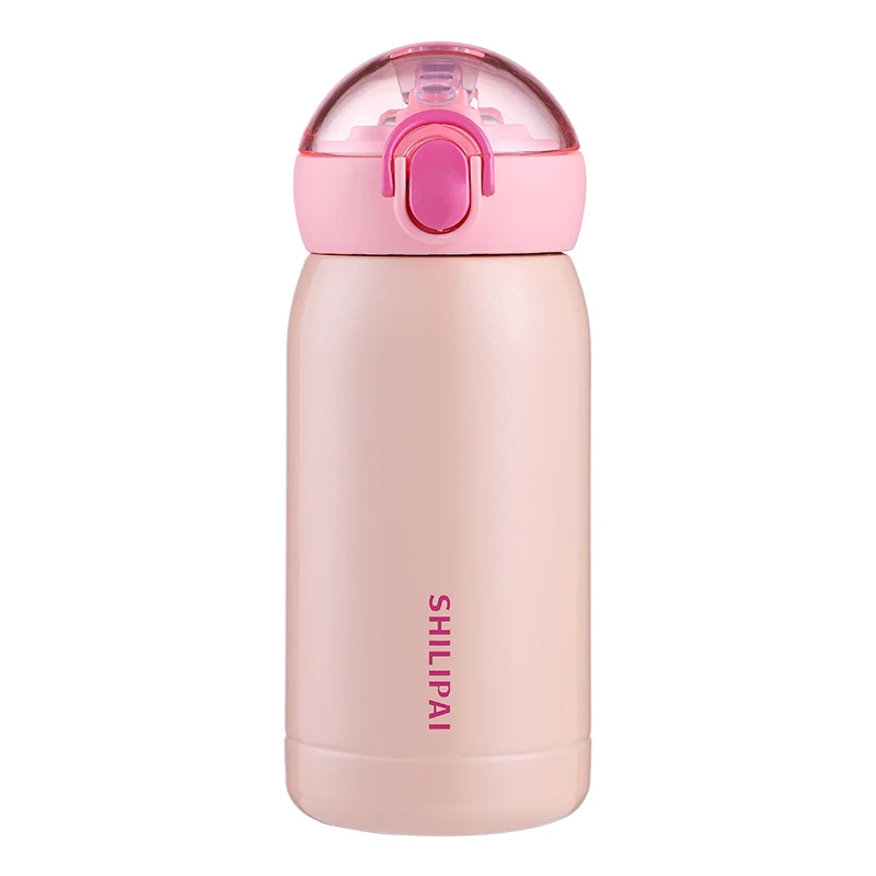 
Vacuum Travel Mug 300ML Portable 304 Stainless Steel Double Wall Insulated Water Bottle Flip Top Cute Flask With Straw 