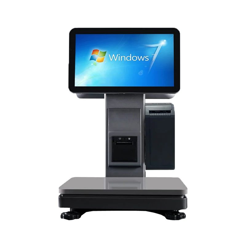 15.6 inch WIFI Dual Display Weighing Scale Vegetable Fruits Store AI POS Scale 30kg Touch Screen Pos System PC POS Scale