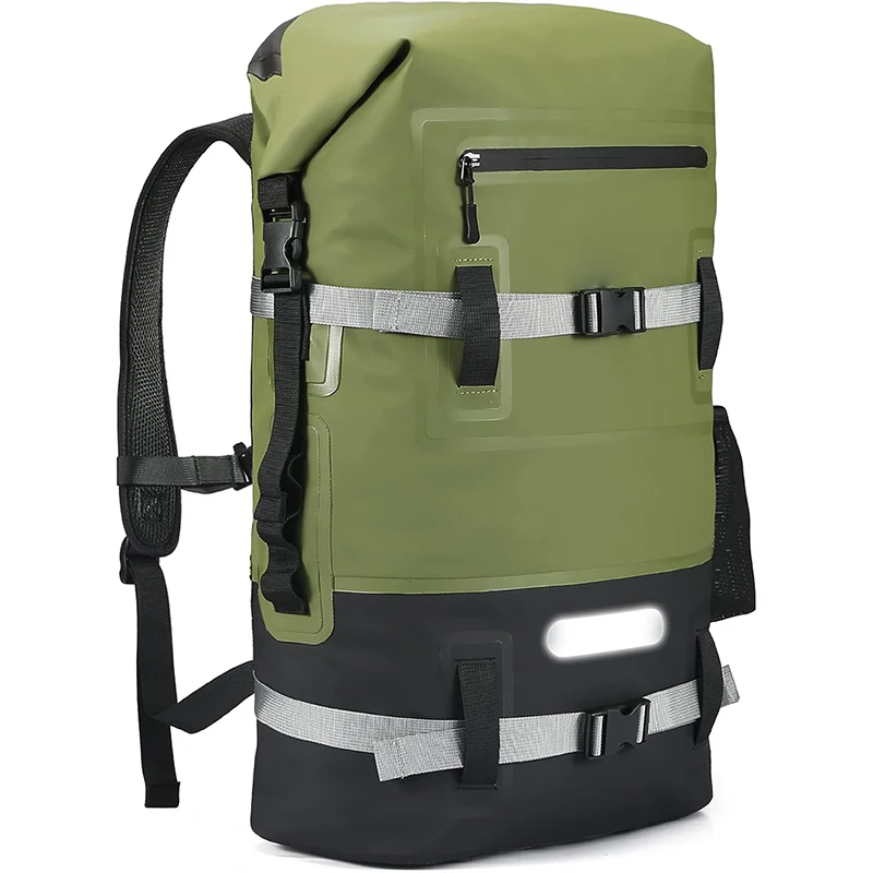 Waterproof Dry Bag Backpack 35L Heavy Duty Roll-Top Closure Floating Bag with Reflective Strip for Outdoor Water Activities