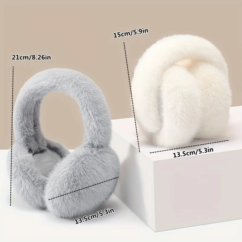 Women and Girls Winter Warm Plush Earmuffs Solid Color Foldable and Soft Comfortable Thick Ear Warmer