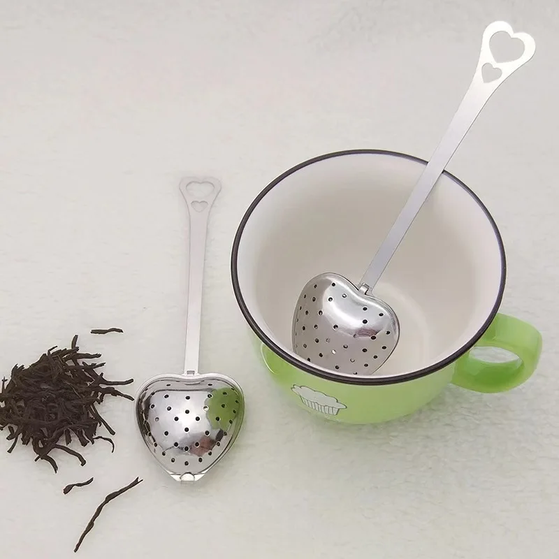 Factory Direct ladle with handle Stainless steel  Heart-shaped tea filter Tea infuser Spice coffee tea infuser