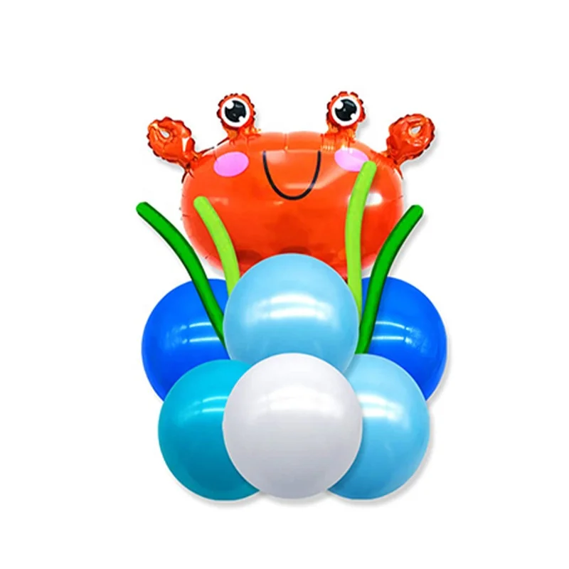 New Marine animal theme cartoon crab jellyfish aluminum balloon set birthday party atmosphere decoration