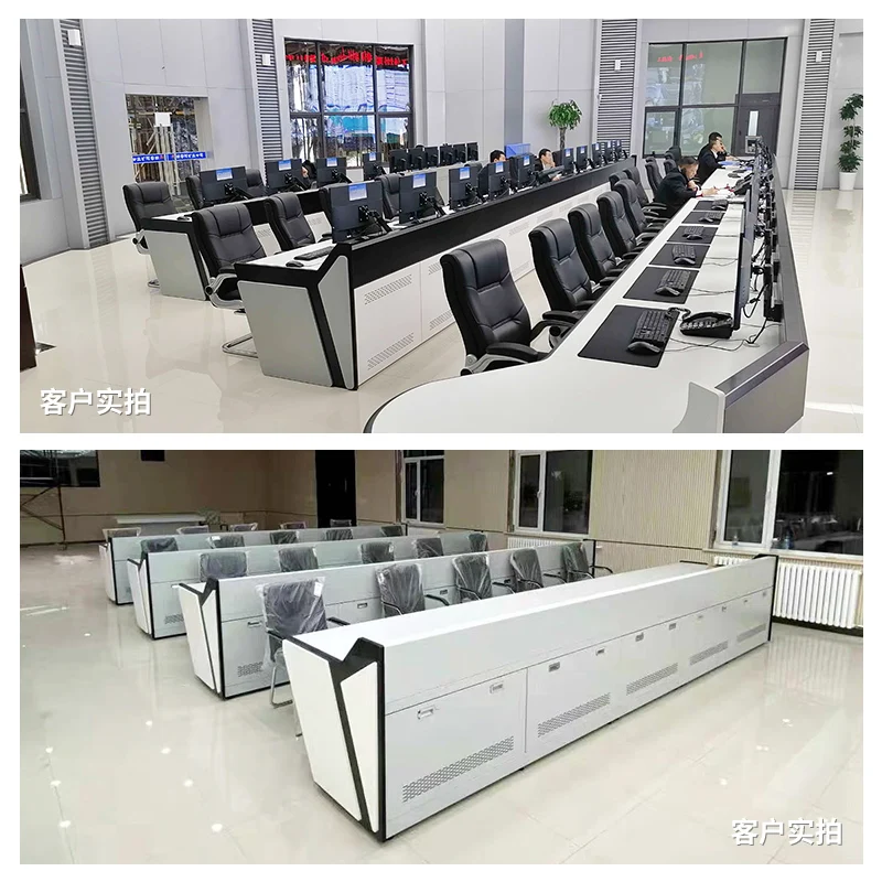 five workstations C Style Command Center Consoles Monitoring Table Conference Room Furniture Office Furniture