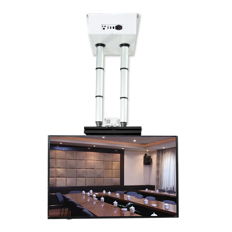 Rotatable degree Smart Projector Lift With Double Steel Telescopic Columns Motorized Projector Ceiling Mount