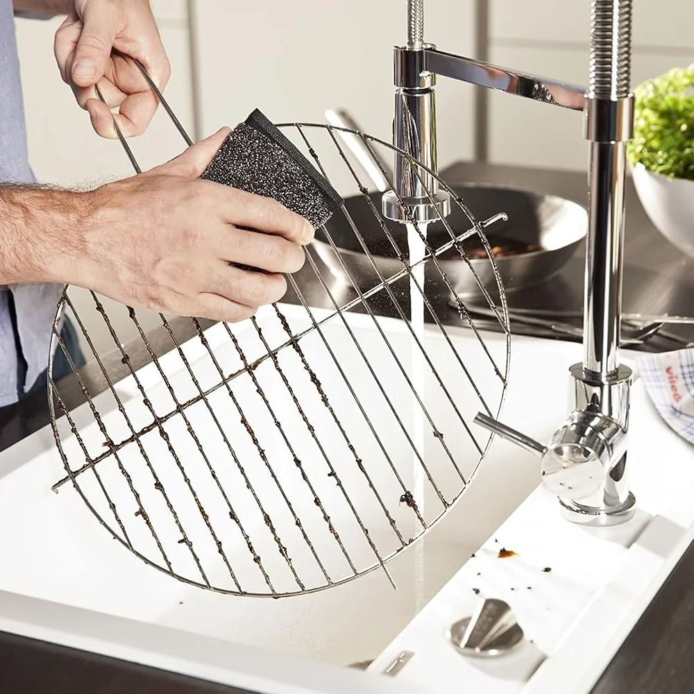 Kitchen Cleaning Black Block Steel Pad Steel Sponge Removes Stubborn Dirt Pinstripe Heavy Duty Dishes Pots Steel Scrub Sponge