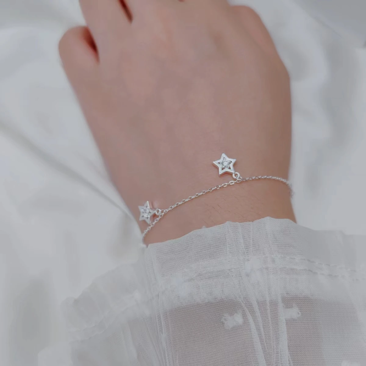 European And American New Star Moon 925 Sterling Silver Five Pendant Bracelet Fashion Jewelry Bracelets For Women