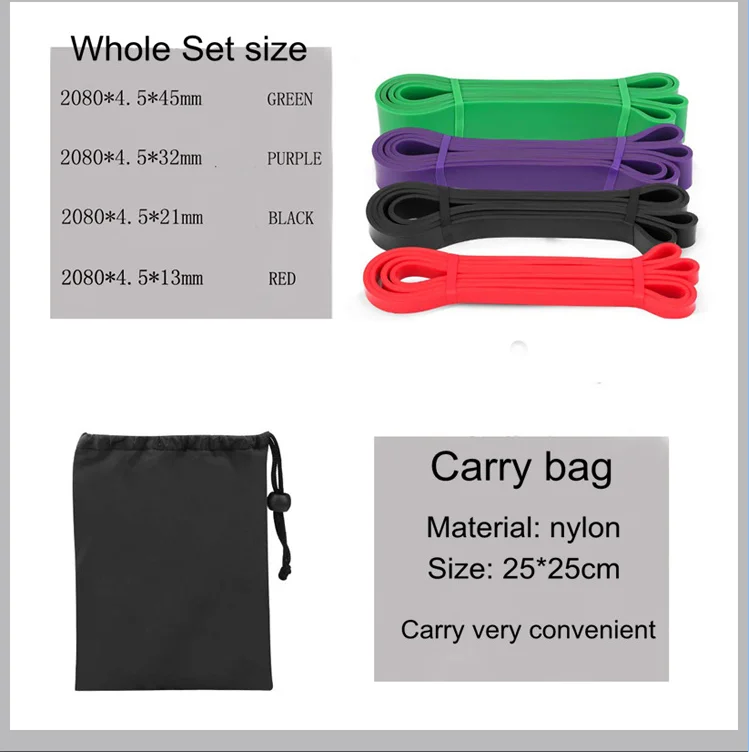 Printed Logo Long Loop TPE Elastic Fitness Exercise Resistance Bands For Yoga