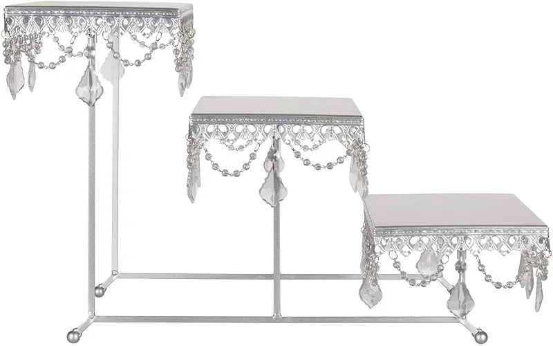 European Crystal Style Metal Cake Stand Multipurpose 3 Tier Layers Metal Wedding Cake Stand