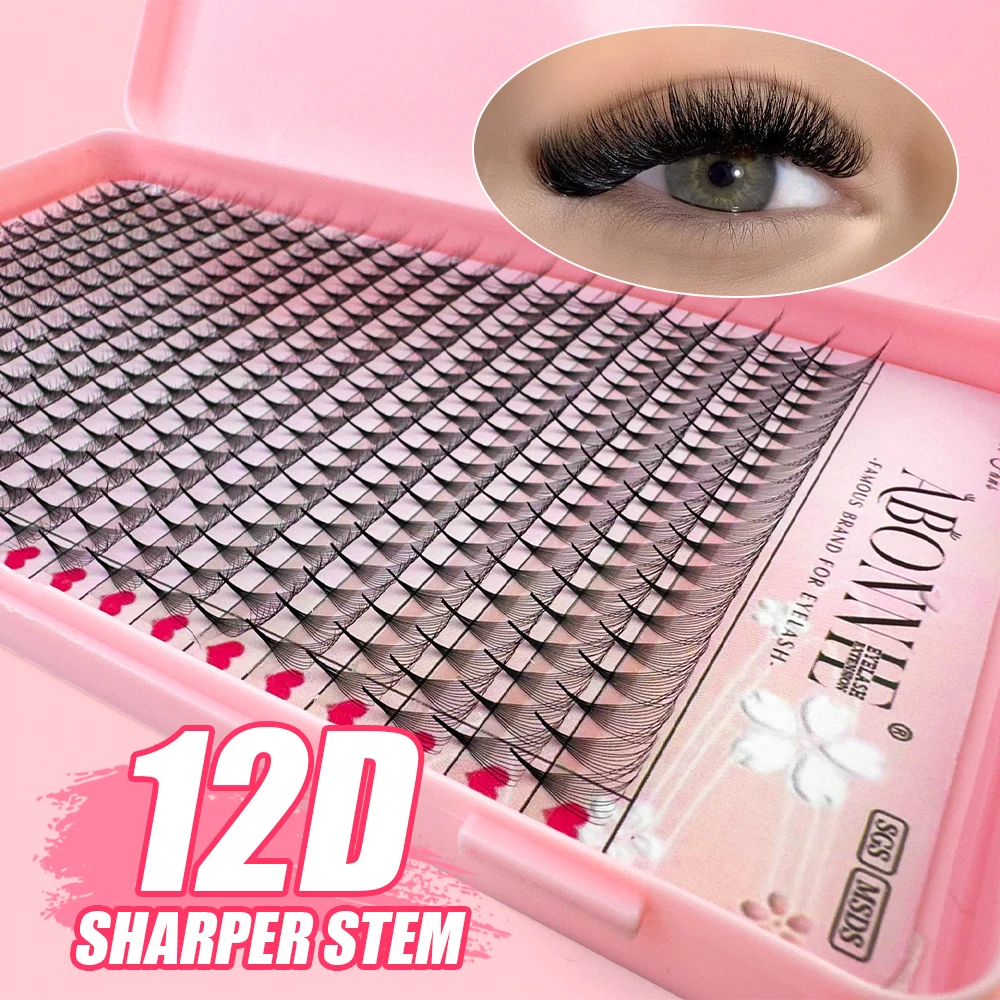 Abonnie 6D 8D 10D 12D 14D C D CC DD L Curl Pointy Base Pre Made Lash Extension Fans Lash Tray Premade Fans Eyelash Extensions