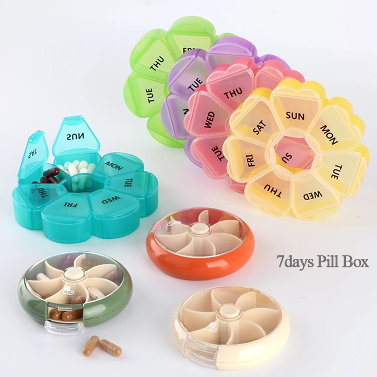 SUNSHING 7 Days Round Portable Medicine Pill Box Colorful Small Travel Vitamin Cases Container Storage Tablet Fish Oils Tools