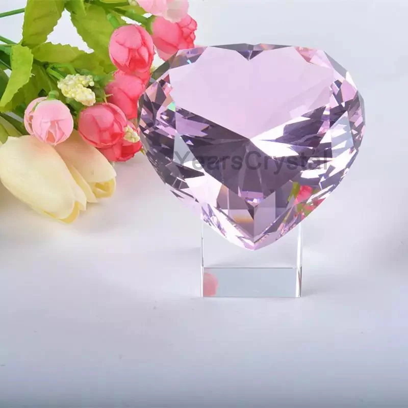 natural fancy decorative red heart glass crystal diamond for wedding gift