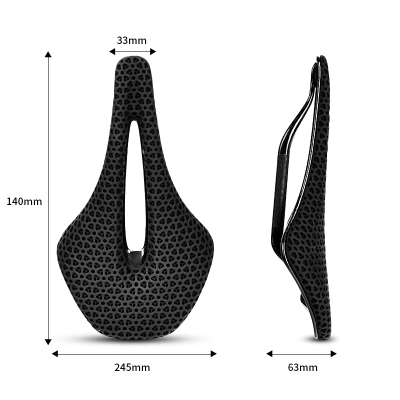 3D Printing Carbon Fiber Bicycle Saddle Ultralight Hollow Seat Comfortable Breathable Honeycomb Cushion for Mountain Road Bikes