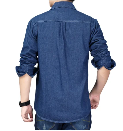 Men Denim Thin Solid Shirt Long Sleeve Soft 100% Cotton Jeans Cowboy Shirt OEM/ODM Shirt Service For Men
