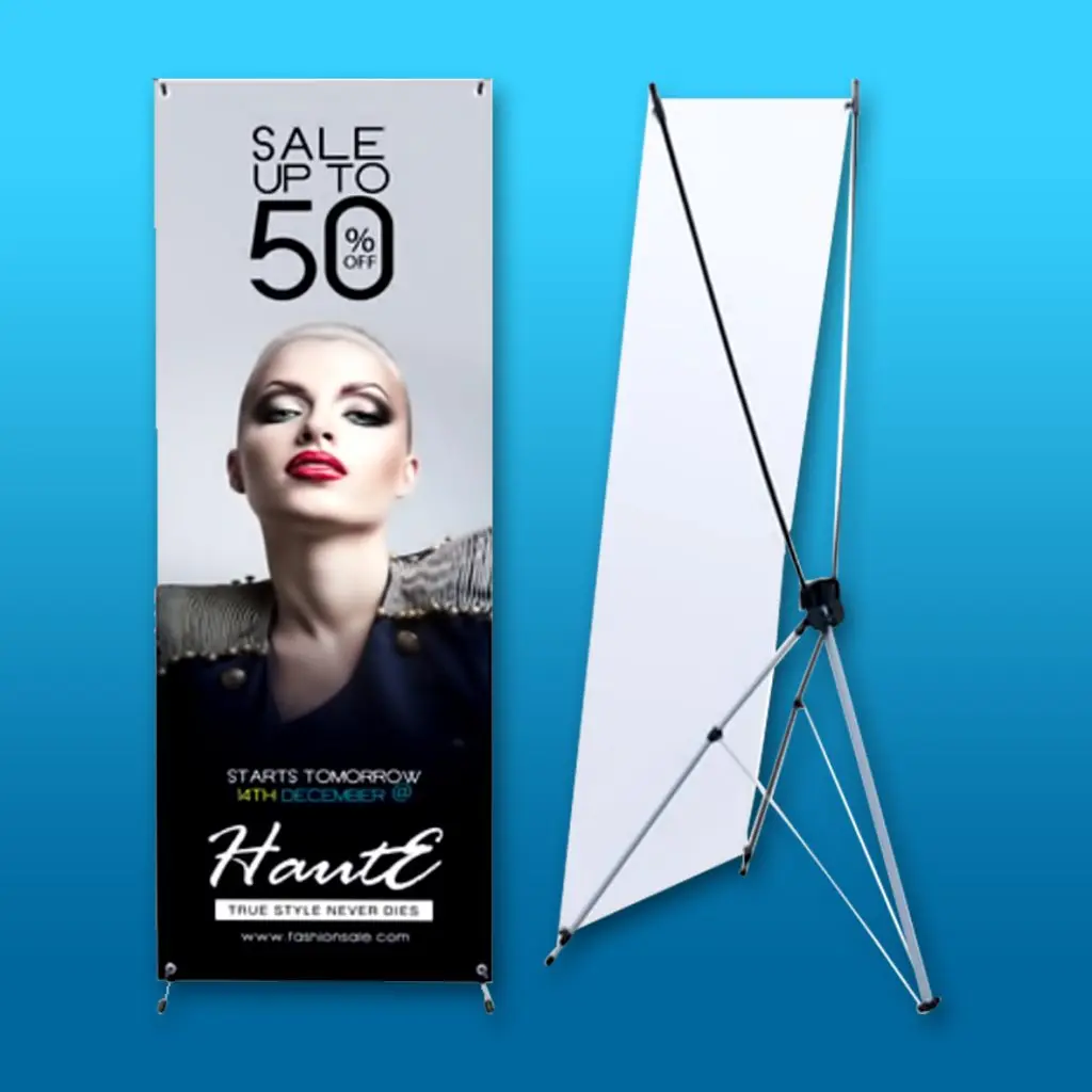 X-shape Aluminum Frame Indoor Flex Model Adjustable Custom Photo Type Outdoor X Stand Display Banner